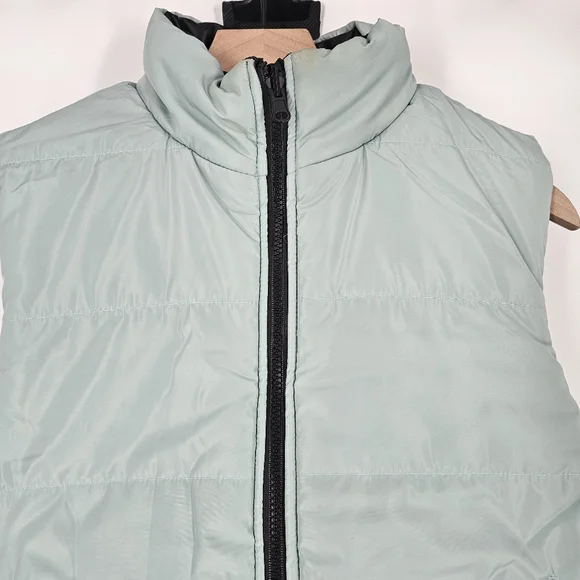 IVL Collective Revolve Black & Green Faux Leather Reversible Puffer Vest - Picture 3 of 14